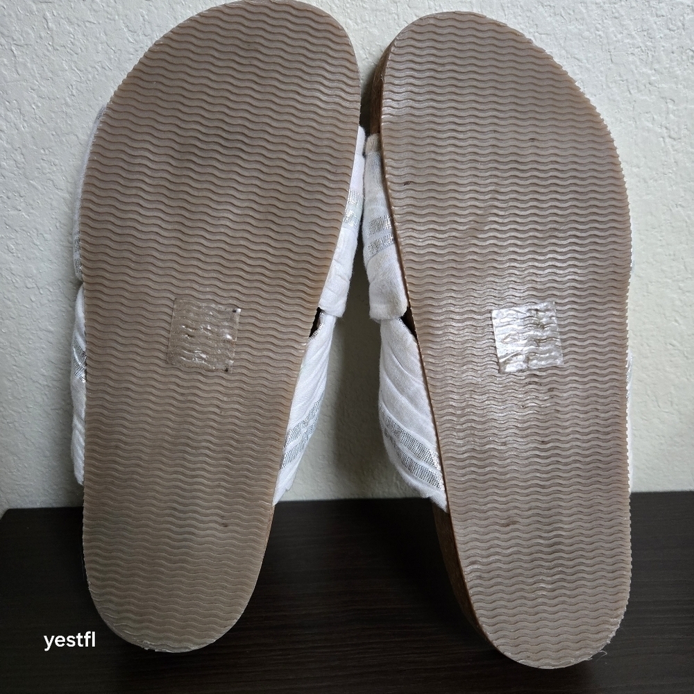 Figue criss cross cork fabric sandals slides silver white 6 - Picture 6 of 7